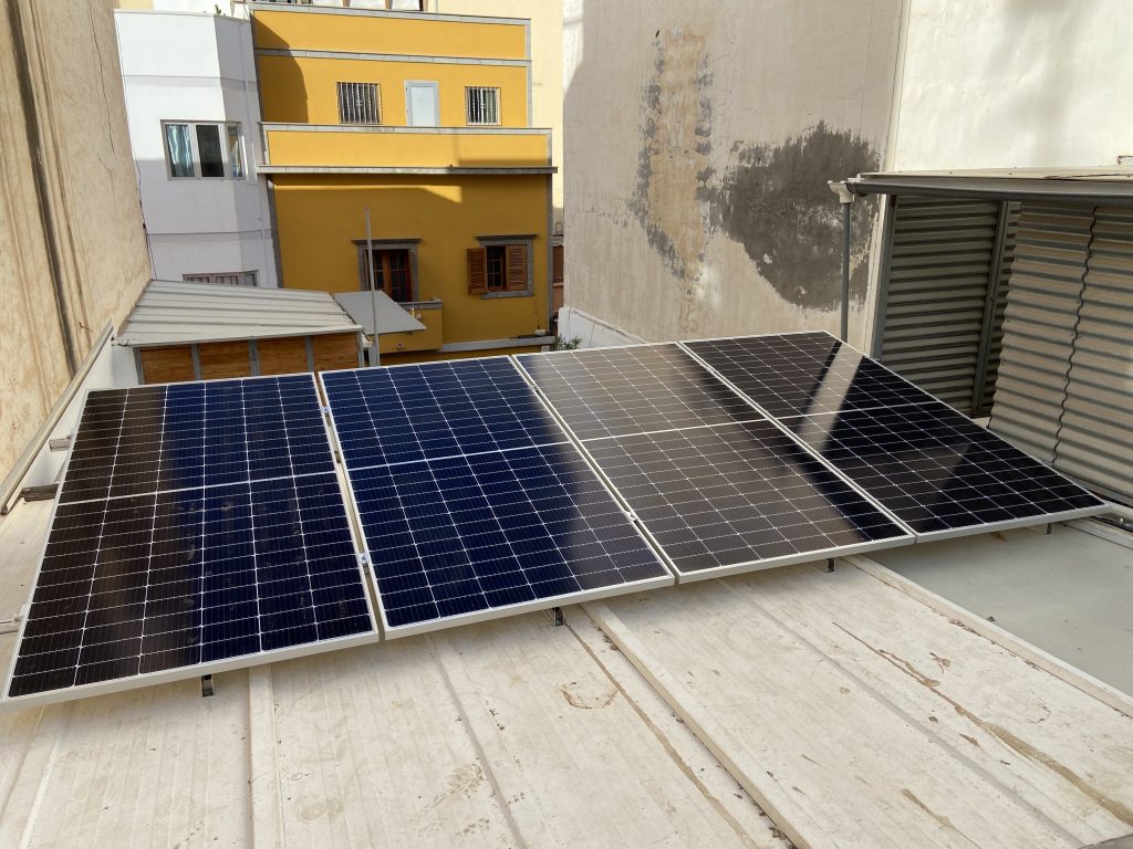 Solar panels, sustainable coliving in Las Palmas