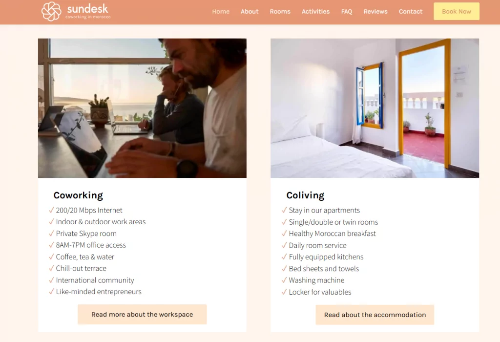 Trabajadores a distancia y Nómadas Digitales trabajando en un coliving y coworking en Taghazout