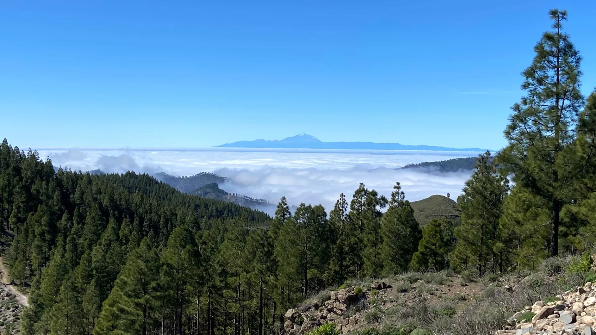 View of the top of Gran Canaria and Tenerife Teide view from Gran Canaria